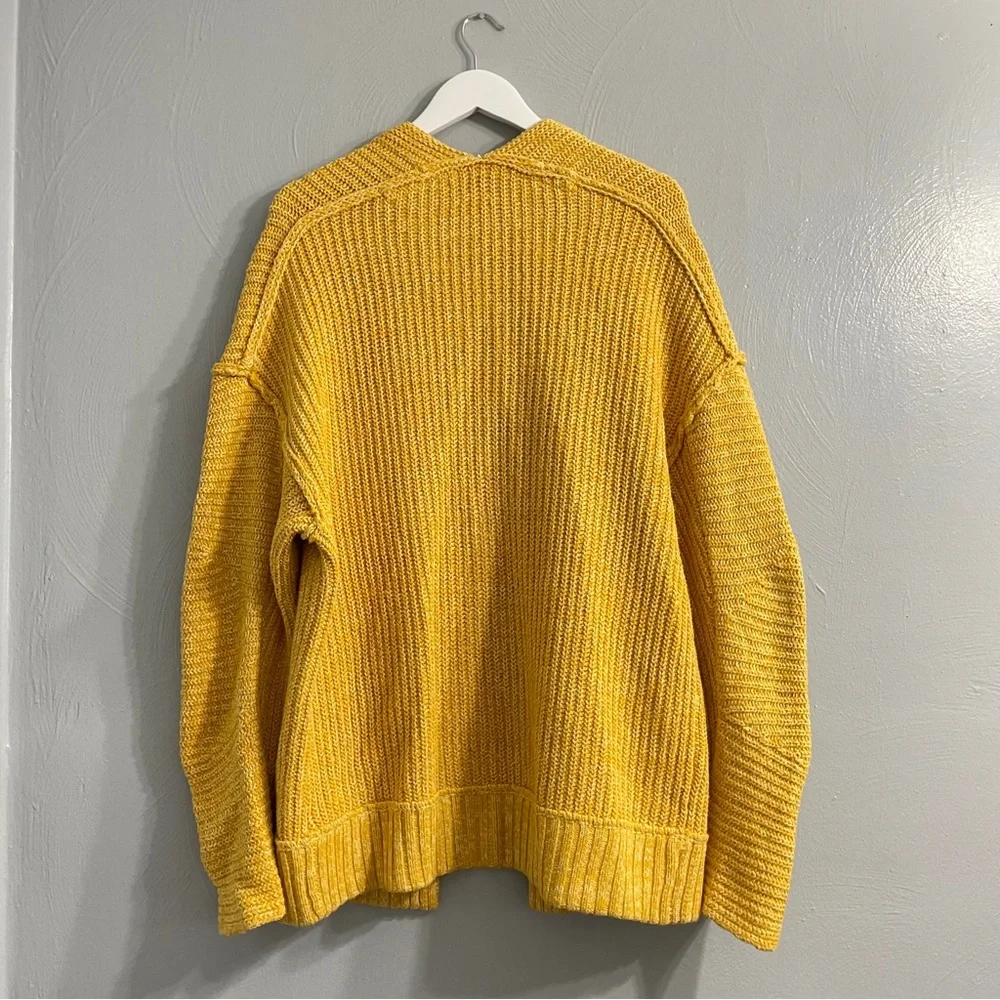 Free People High Hopes Cardi Sweater chunky knit oversized boxy yellow